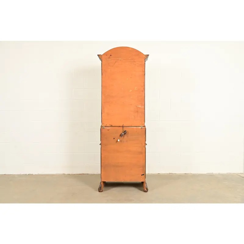Guido Zichele Style Italian Provincial Carved Walnut Drop Front Secretary Desk With Lighted Bookcase Hutch, Circa 1970s - Image 16