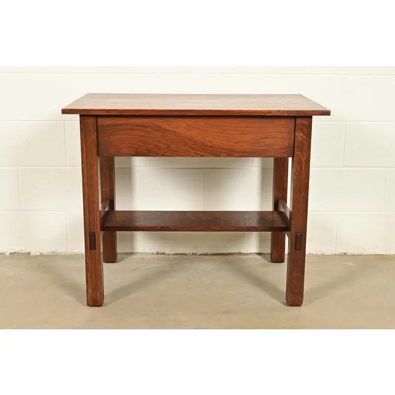 Lifetime Furniture Antique Mission Oak Arts & Crafts Desk or Library Table, Circa 1910 - Image 16