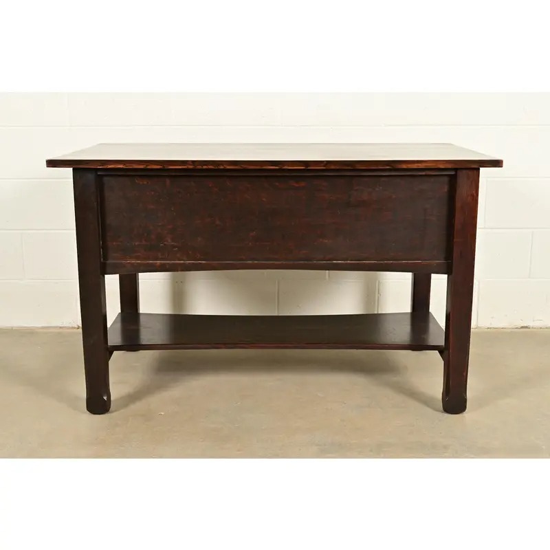 Stickley Brothers Style Antique Mission Oak Arts & Crafts Desk or Library Table, Circa 1910 - Image 16