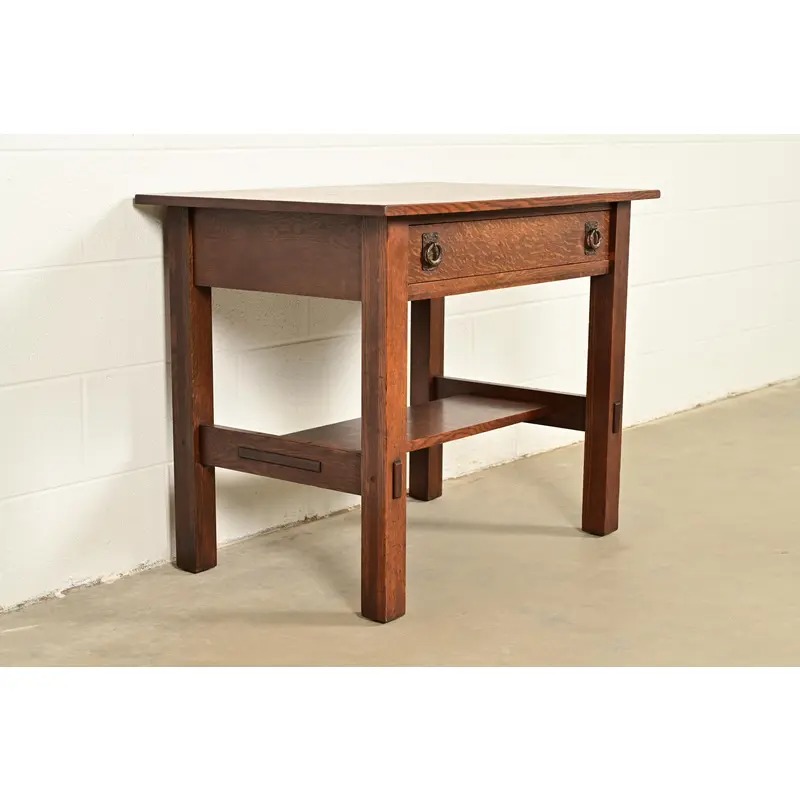 Lifetime Furniture Antique Mission Oak Arts & Crafts Desk or Library Table, Circa 1910