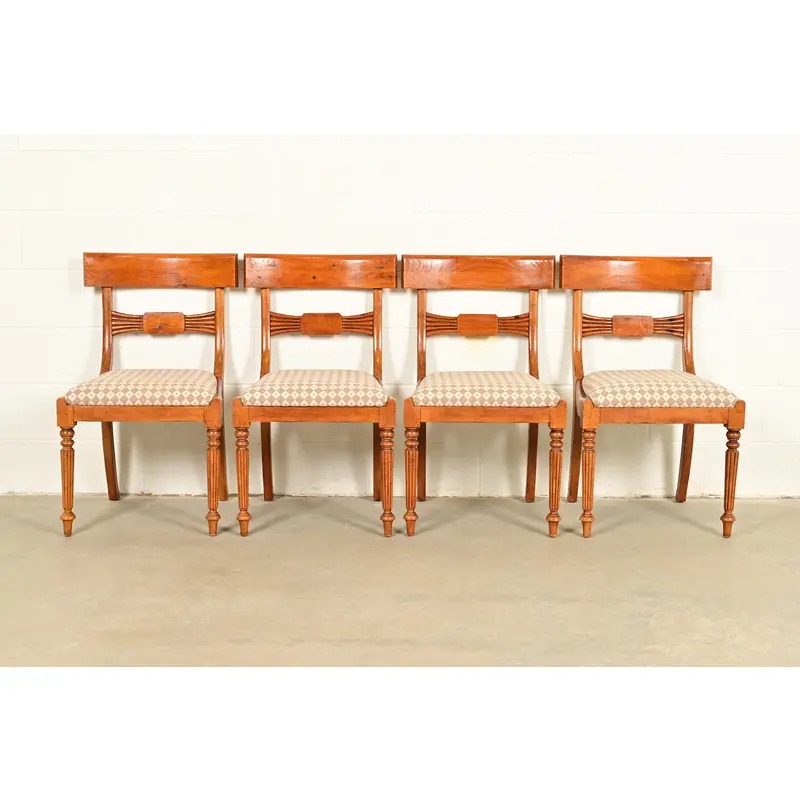 Baker Furniture English Regency Carved Maple Dining Chairs, Set of Four - Image 2
