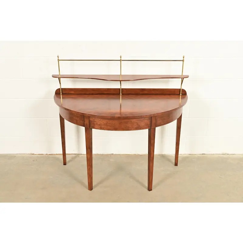 Baker Furniture Federal Banded Mahogany Demilune Console Table or Entry Table - Image 2