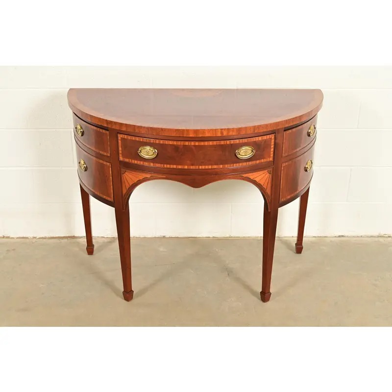 Baker Furniture Federal Inlaid Mahogany Demilune Sideboard Credenza - Image 2