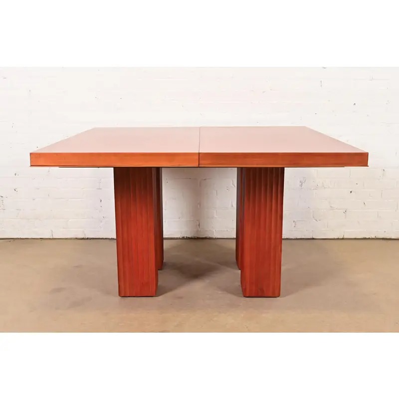 Baker Furniture Modern Art Deco Parquet Top Extension Dining Table, Newly Refinished - Image 2