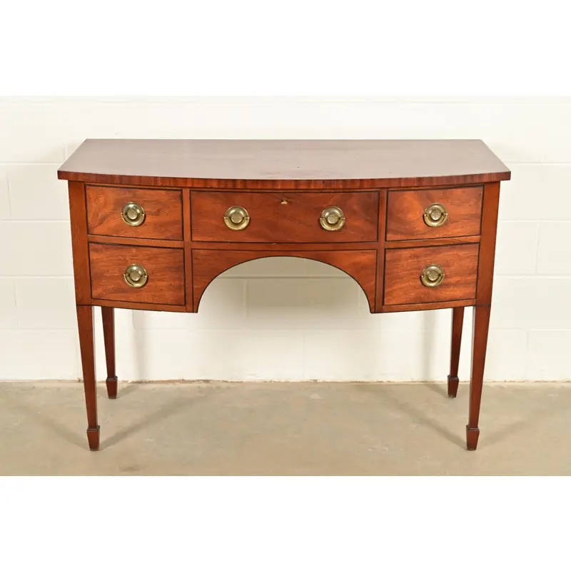 Baker Furniture Style Federal Mahogany Bow Front Sideboard Credenza or Buffet - Image 2