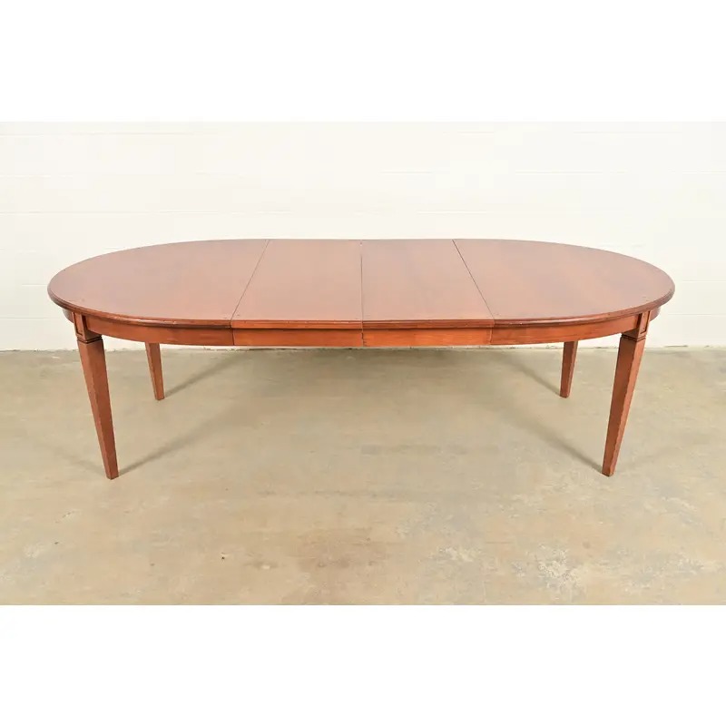 Baker Furniture Style French Regency Louis XVI Carved Walnut Extension Dining Table, Newly Refinished - Image 2