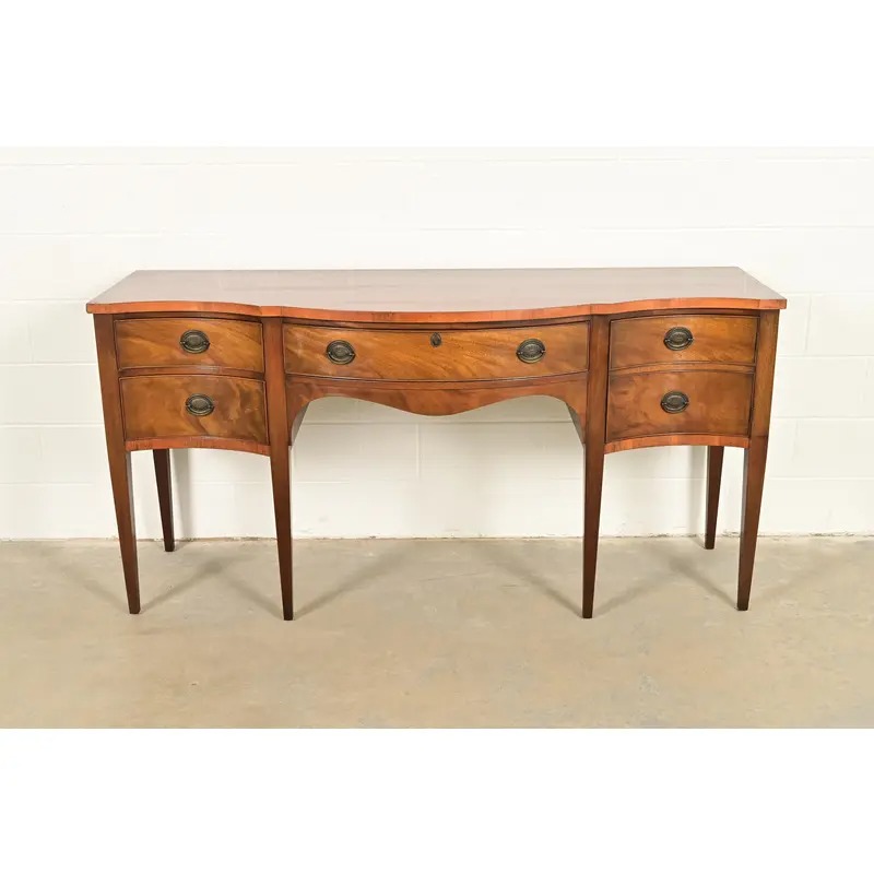 Baker Furniture Style Georgian Flame Mahogany Serpentine Front Sideboard Credenza - Image 2