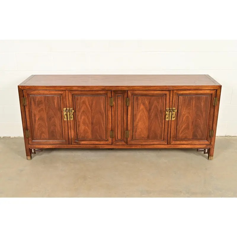 Century Furniture Hollywood Regency Chinoiserie Carved Walnut Sideboard Credenza, Circa 1970s - Image 2