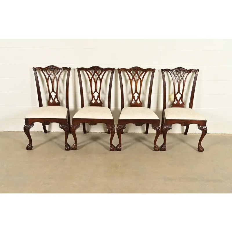 Drexel Heritage Chippendale Carved Mahogany Dining Chairs, Set of Four - Image 2