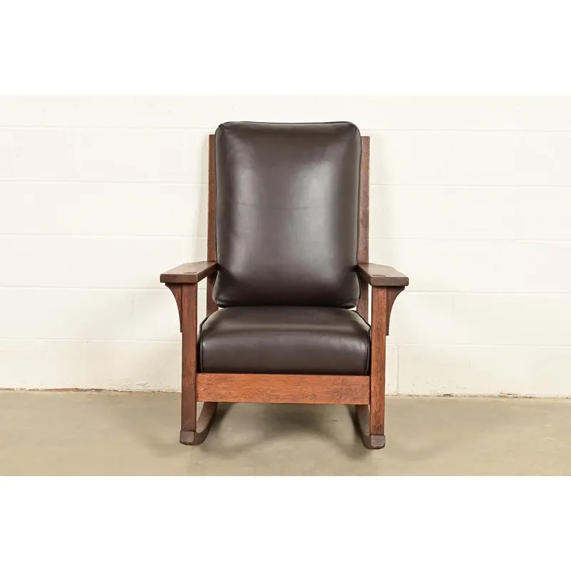 Gustav Stickley Antique Mission Oak Arts & Crafts Rocking Chair, Circa 1910 - Image 2