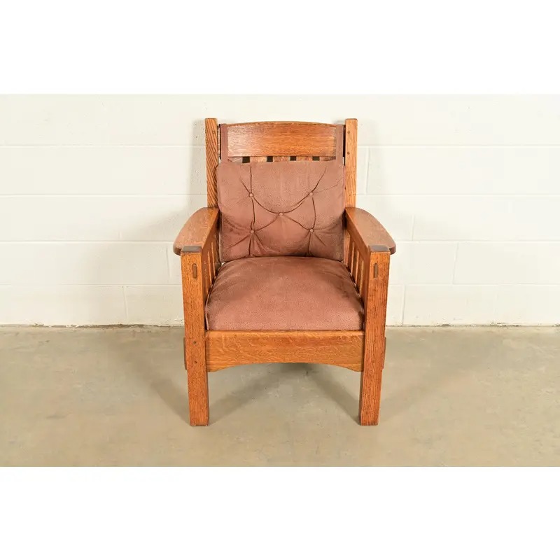 Harden Furniture Antique Mission Oak Arts & Crafts Lounge Chair, Circa 1910 - Image 2