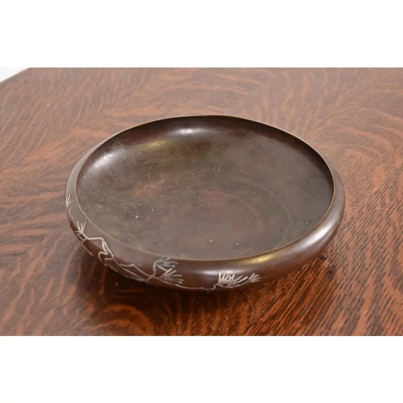Heintz Arts & Crafts Sterling Silver on Bronze Footed Bowl - Image 2