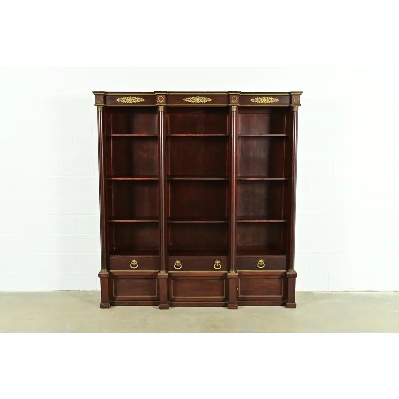 Jacob-Desmalter Style Antique French Empire Mahogany Bibliotheque Bookcase Cabinet With Mounted Gilt Bronze Ormolu, Circa 1880s - Image 2