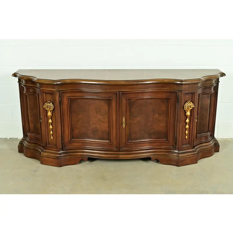 Karges French Regency Louis XVI Burled Walnut Sideboard or Bar Cabinet