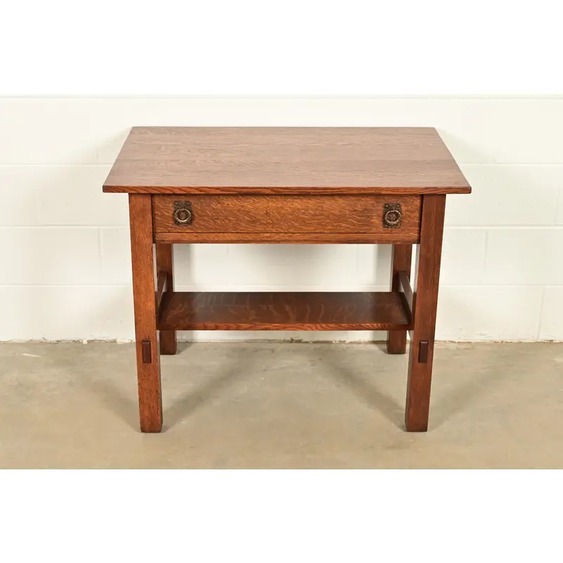 Lifetime Furniture Antique Mission Oak Arts & Crafts Desk or Library Table, Circa 1910 - Image 2