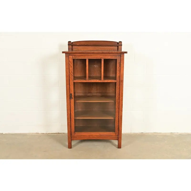 Limbert Antique Mission Oak Arts & Crafts Bookcase or China Cabinet, Circa 1910 - Image 2