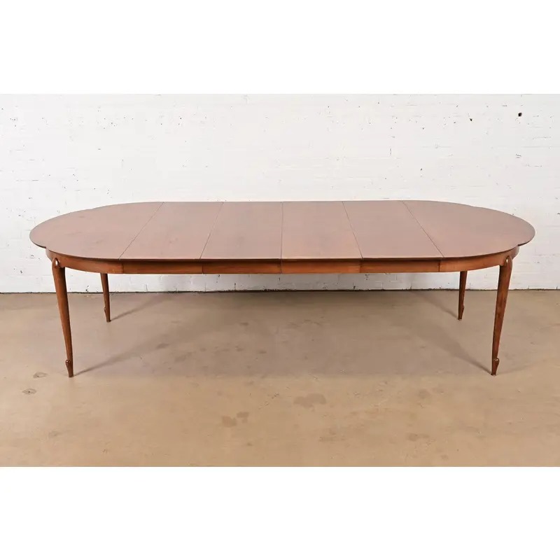 Mastercraft Mid-Century Hollywood Regency Cherry and Burl Wood Extension Dining Table, Newly Refinished - Image 2
