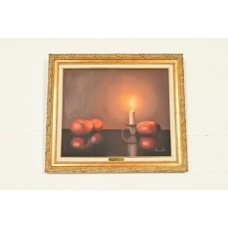 Original Artist Signed Garnelli Still Life Oil Painting on Canvas "Summer Eve Harvest" in Carved Giltwood Frame - Image 2