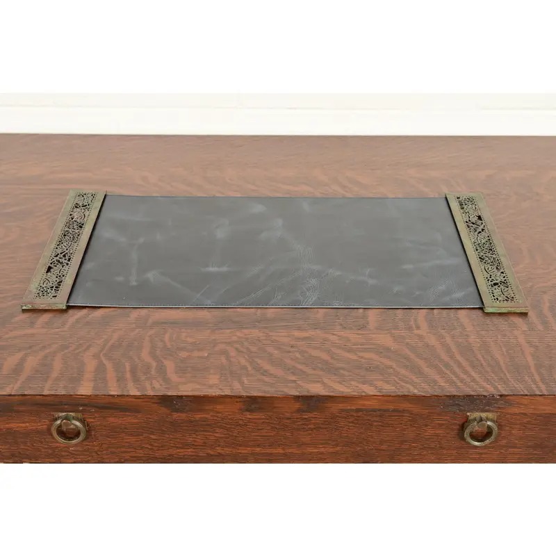 Tiffany Studios New York Grapevine Bronze Blotter Ends With Leather Desk Blotter - Image 2