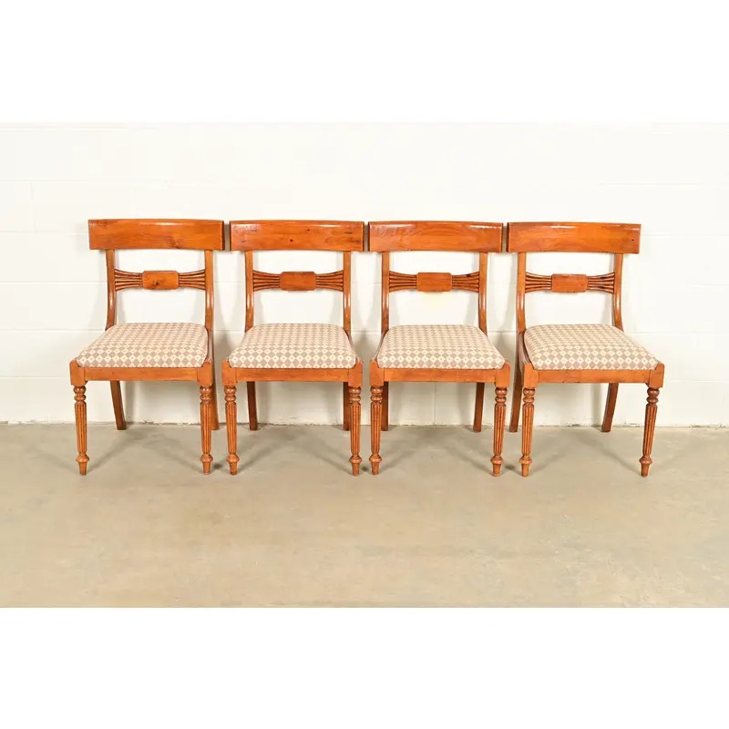 Baker Furniture English Regency Carved Maple Dining Chairs, Set of Four - Image 3