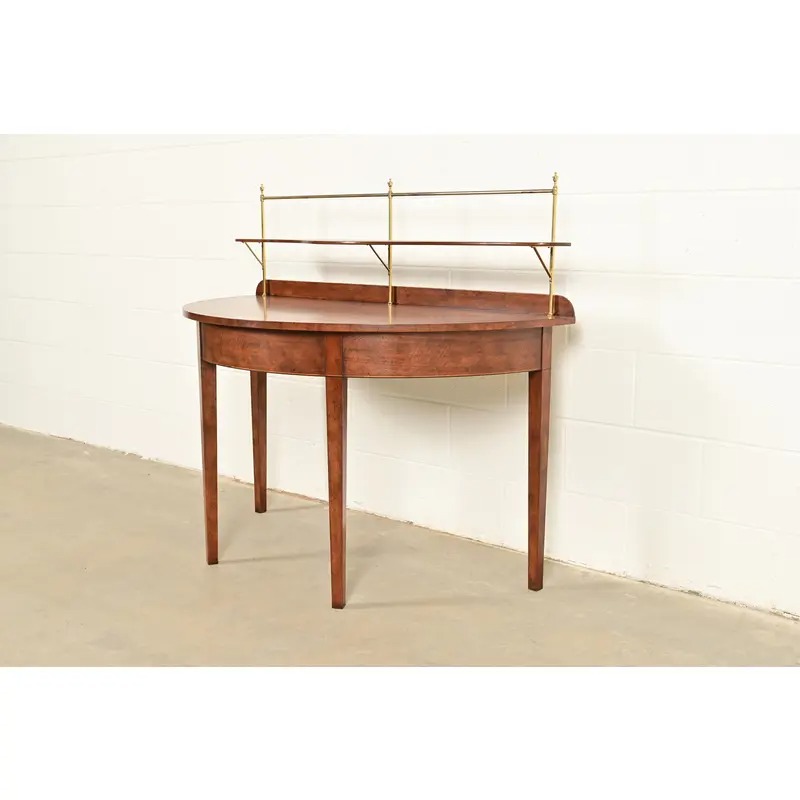 Baker Furniture Federal Banded Mahogany Demilune Console Table or Entry Table - Image 3