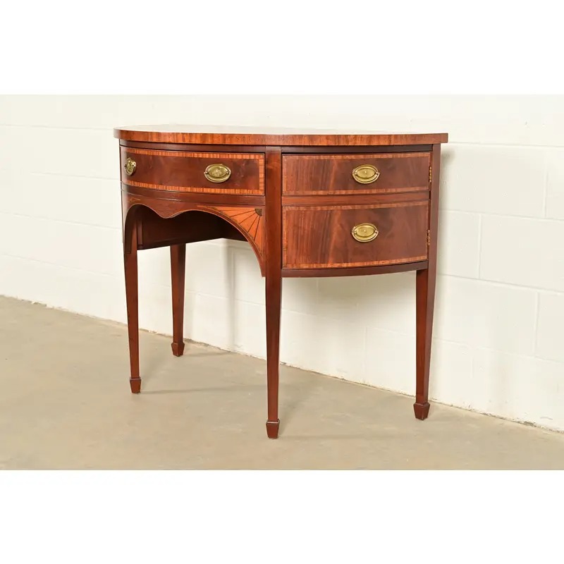Baker Furniture Federal Inlaid Mahogany Demilune Sideboard Credenza - Image 3