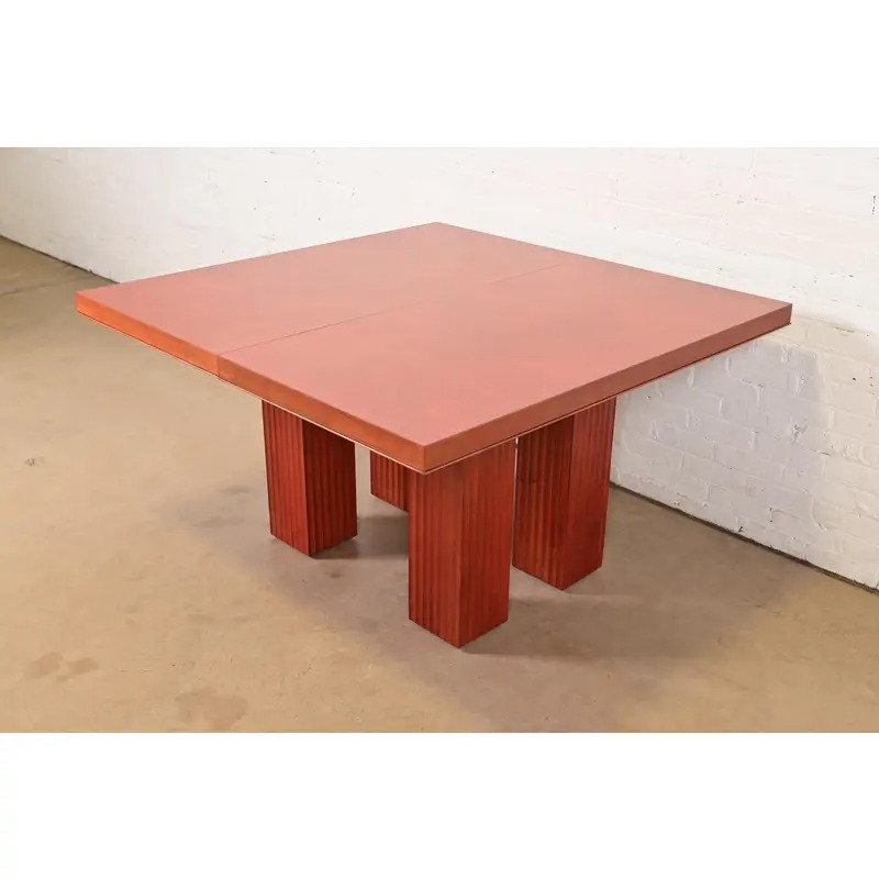 Baker Furniture Modern Art Deco Parquet Top Extension Dining Table, Newly Refinished - Image 3