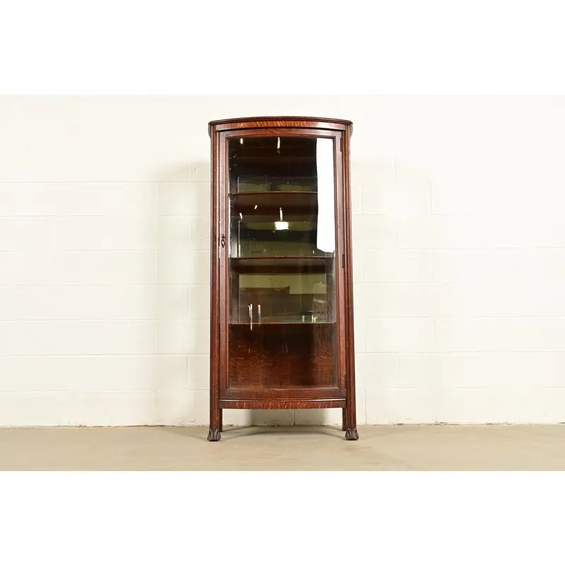 Berkey & Gay Antique Victorian Carved Oak Bookcase or Display Cabinet, Circa 1890s - Image 3