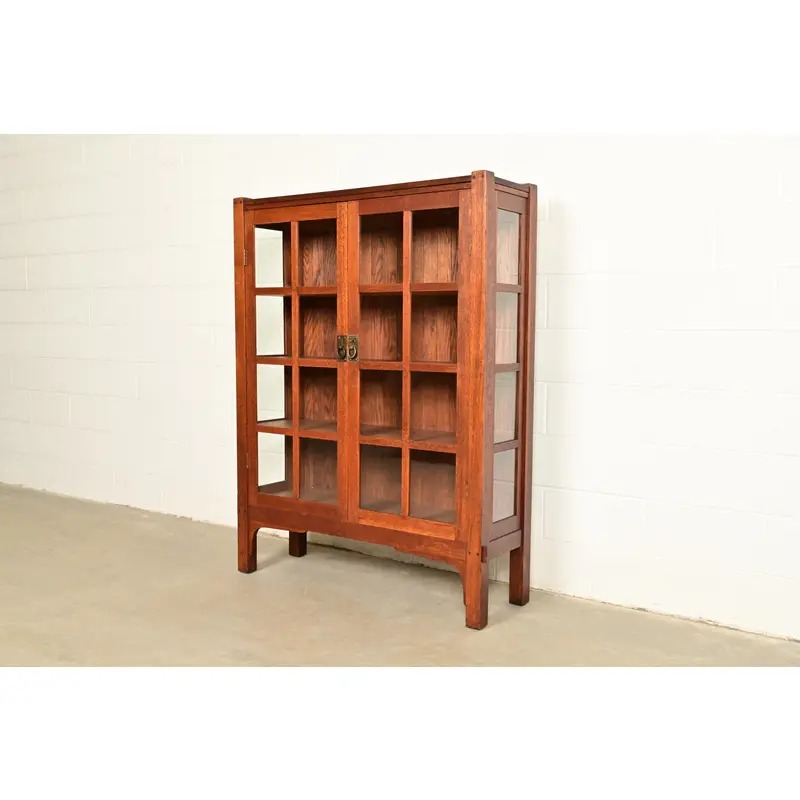 Charles Stickley Antique Mission Oak Arts & Crafts Bookcase Cabinet, Circa 1910 - Image 3
