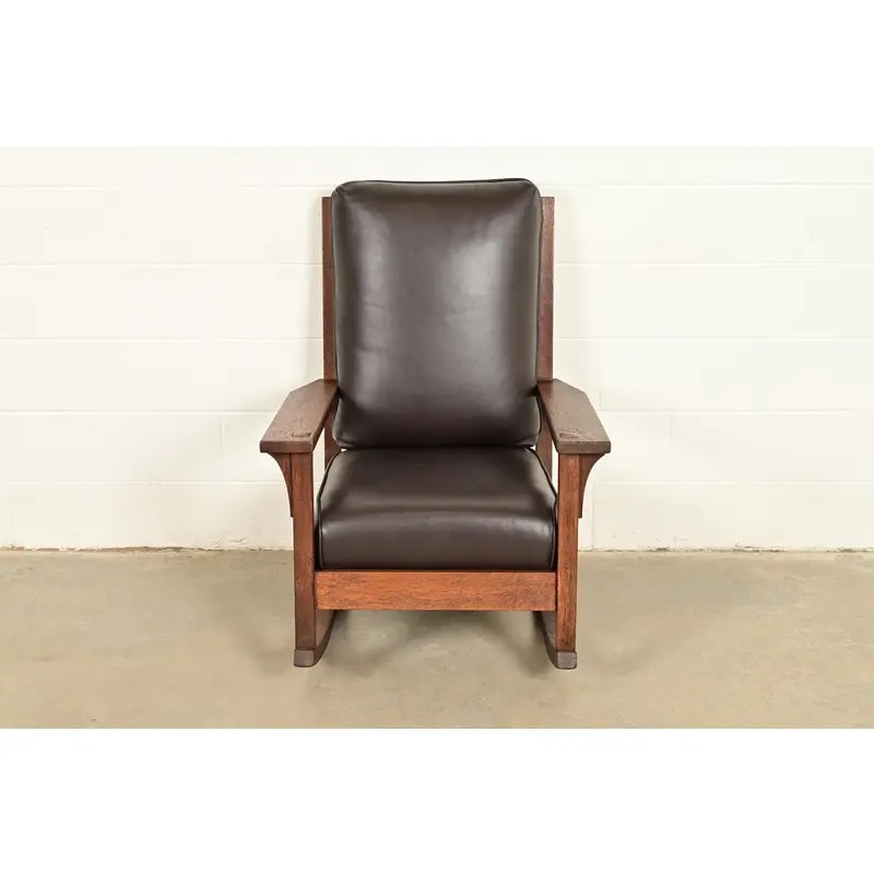 Gustav Stickley Antique Mission Oak Arts & Crafts Rocking Chair, Circa 1910 - Image 3