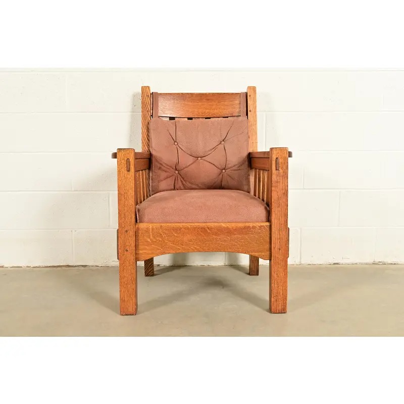Harden Furniture Antique Mission Oak Arts & Crafts Lounge Chair, Circa 1910 - Image 3