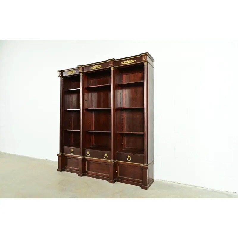 Jacob-Desmalter Style Antique French Empire Mahogany Bibliotheque Bookcase Cabinet With Mounted Gilt Bronze Ormolu, Circa 1880s - Image 3