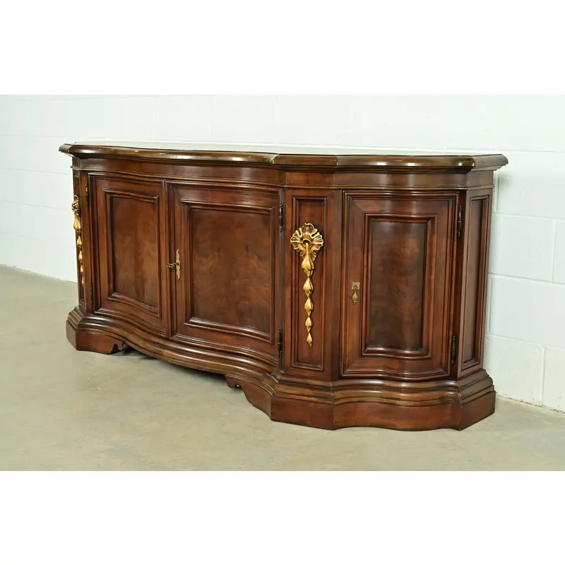 Karges French Regency Louis XVI Burled Walnut Sideboard or Bar Cabinet - Image 2