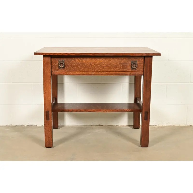 Lifetime Furniture Antique Mission Oak Arts & Crafts Desk or Library Table, Circa 1910 - Image 3