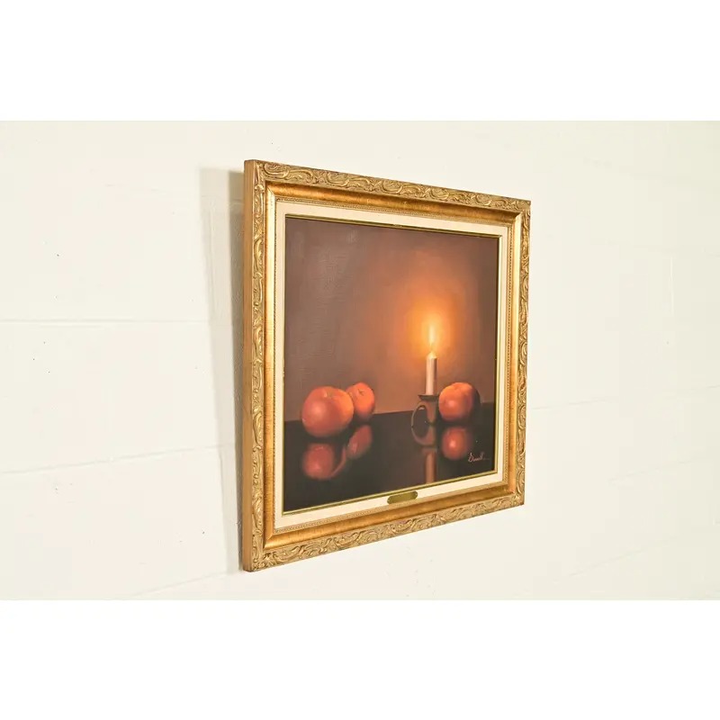 Original Artist Signed Garnelli Still Life Oil Painting on Canvas "Summer Eve Harvest" in Carved Giltwood Frame - Image 3