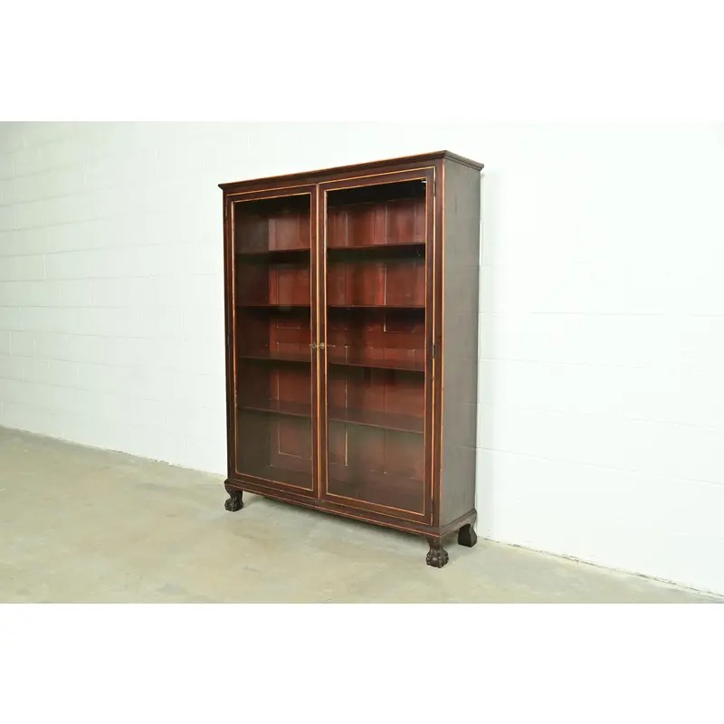 R. J. Horner Style American Empire Carved Mahogany Bookcase With Ball and Claw Feet, Circa 1890s - Image 3