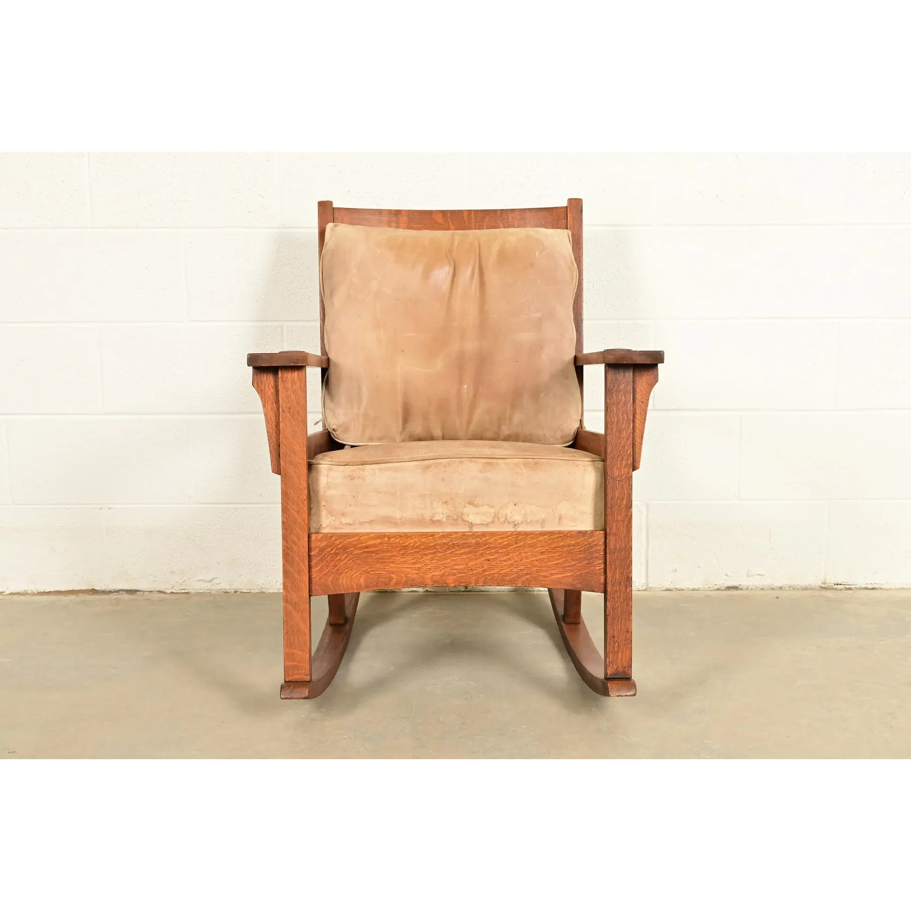 Stickley Brothers Style Antique Mission Oak Arts & Crafts Rocking Chair, Circa 1910 - Image 3