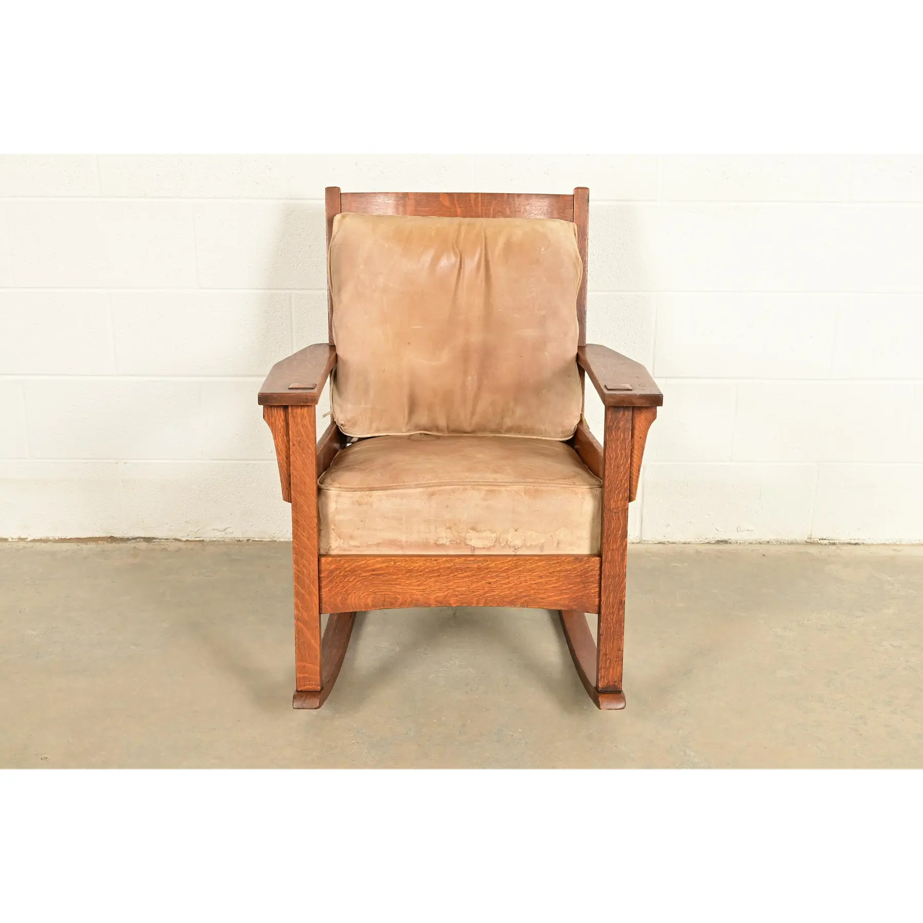 Stickley Brothers Style Antique Mission Oak Arts & Crafts Rocking Chair, Circa 1910 - Image 2