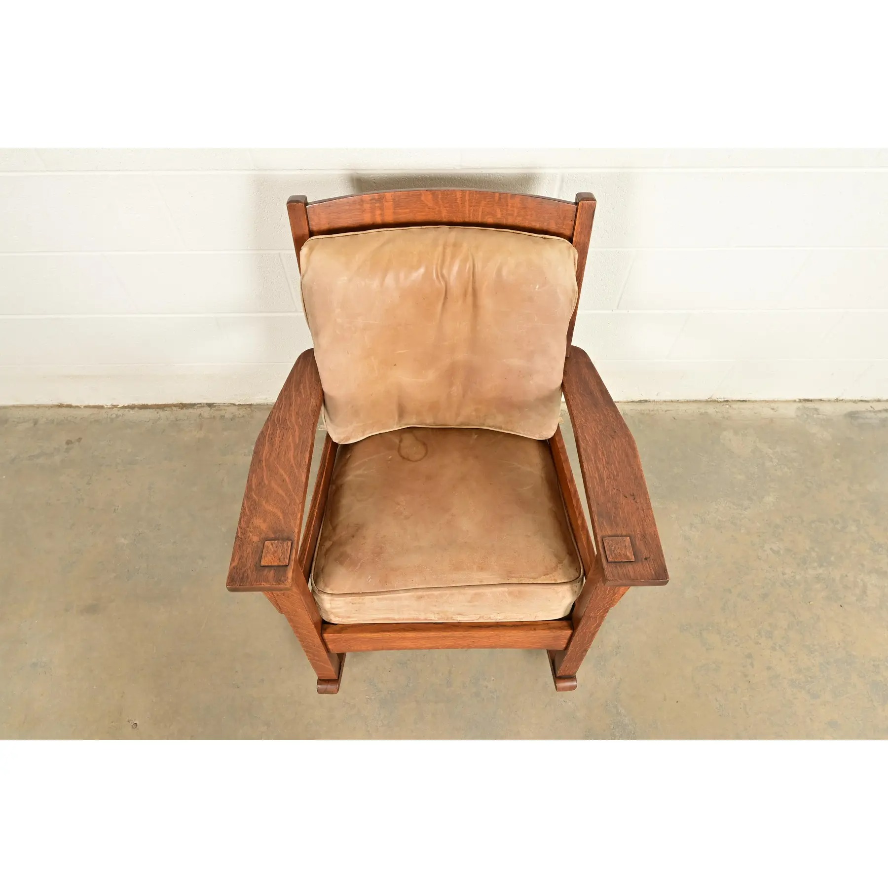 Stickley Brothers Style Antique Mission Oak Arts & Crafts Rocking Chair, Circa 1910 - Image 5