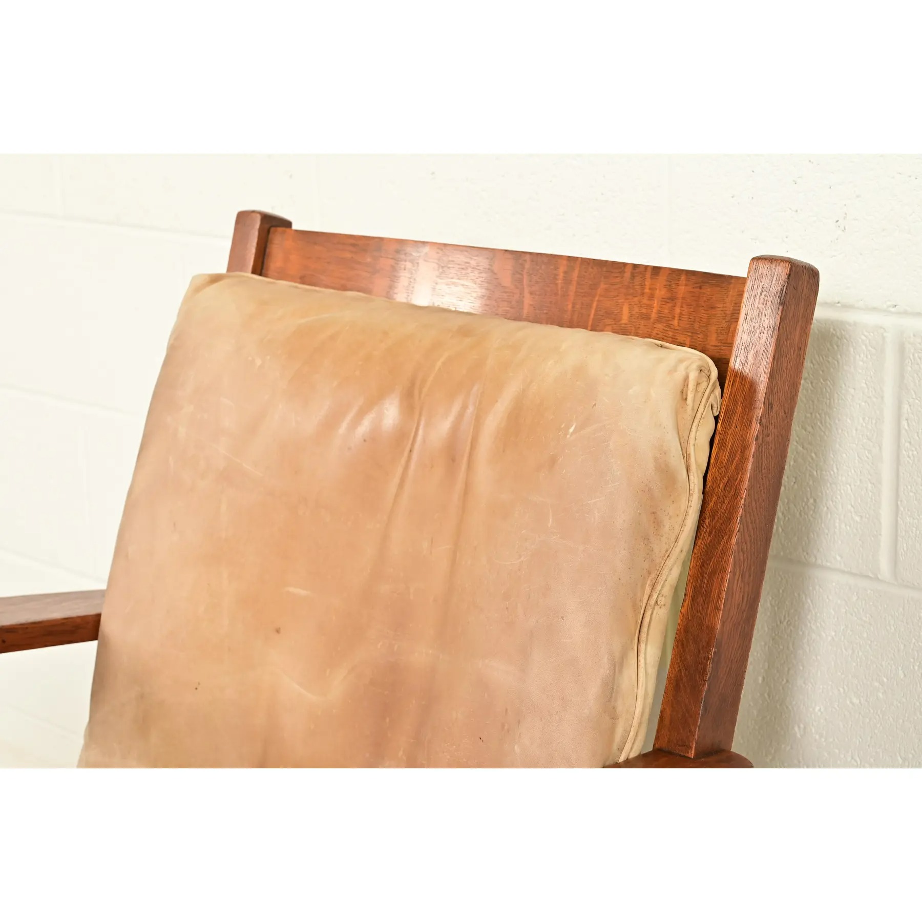 Stickley Brothers Style Antique Mission Oak Arts & Crafts Rocking Chair, Circa 1910 - Image 7