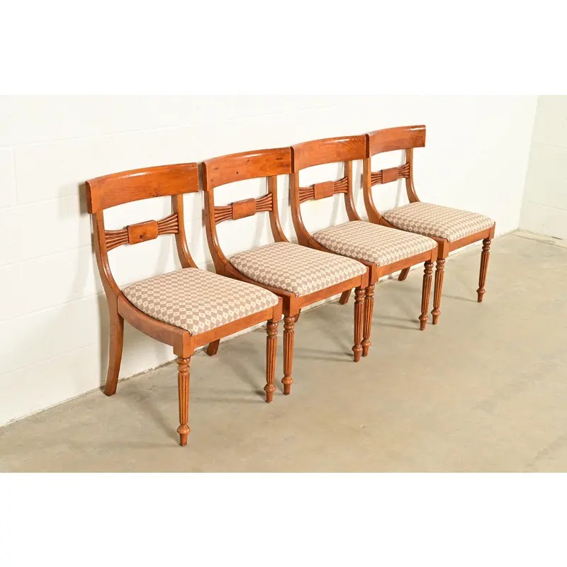 Baker Furniture English Regency Carved Maple Dining Chairs, Set of Four - Image 4