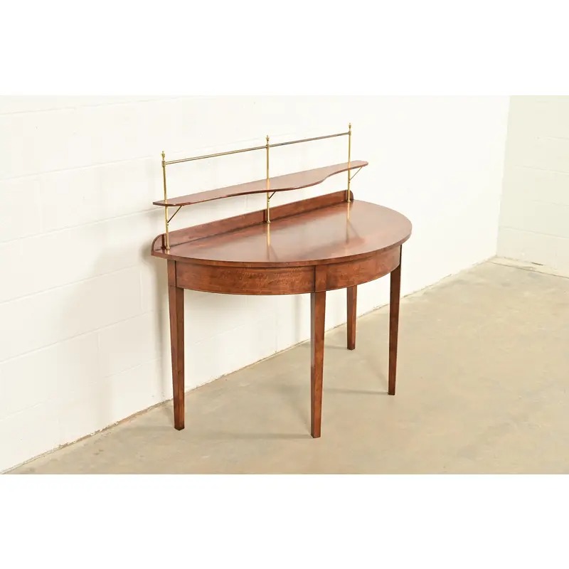 Baker Furniture Federal Banded Mahogany Demilune Console Table or Entry Table - Image 4
