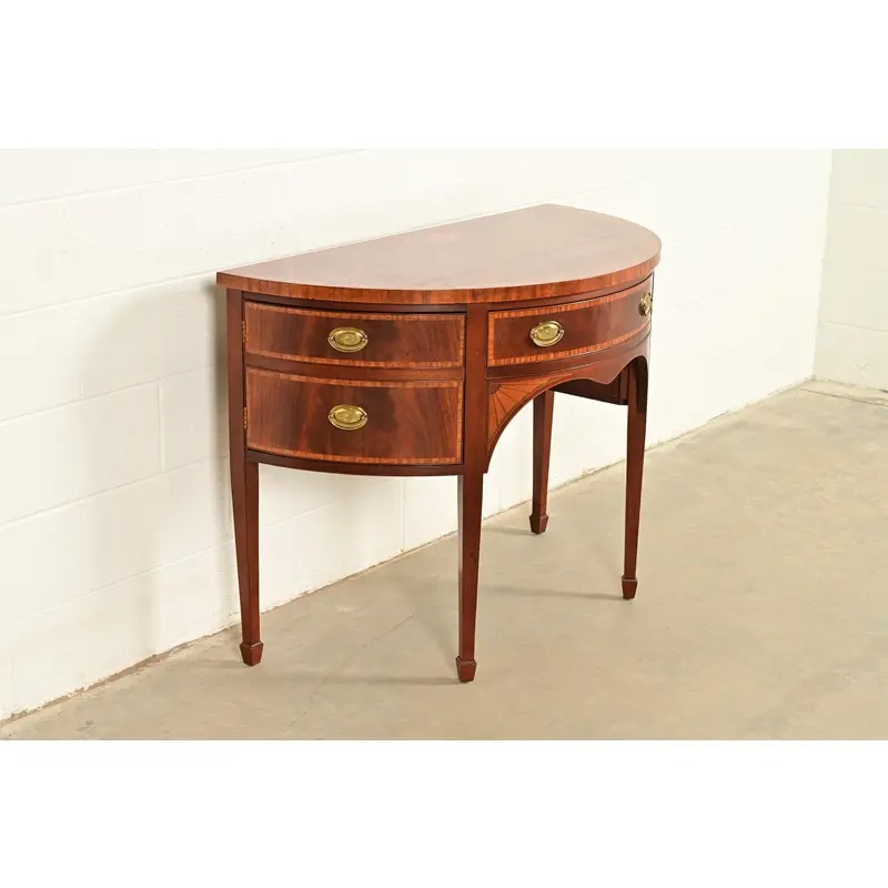 Baker Furniture Federal Inlaid Mahogany Demilune Sideboard Credenza - Image 4
