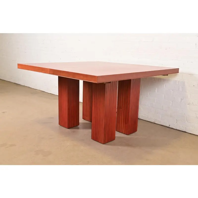 Baker Furniture Modern Art Deco Parquet Top Extension Dining Table, Newly Refinished - Image 4