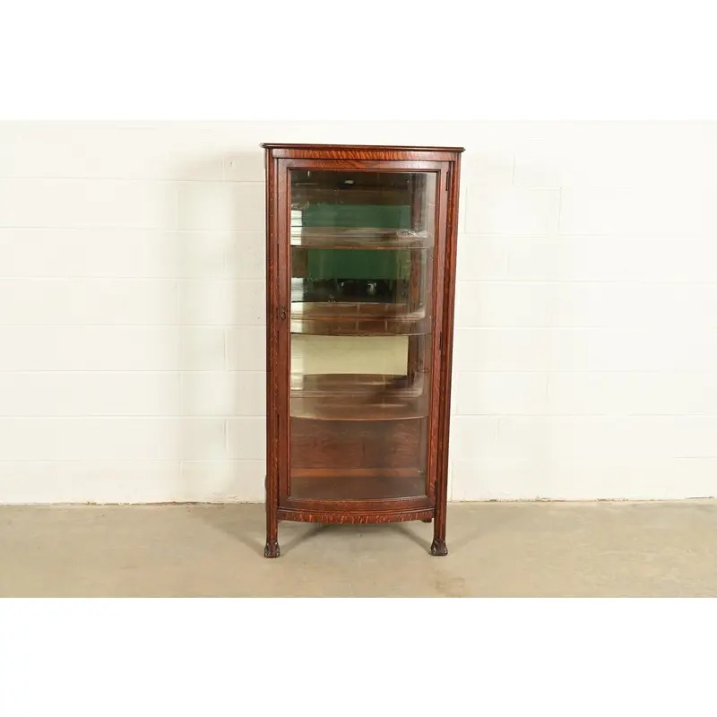 Berkey & Gay Antique Victorian Carved Oak Bookcase or Display Cabinet, Circa 1890s - Image 4