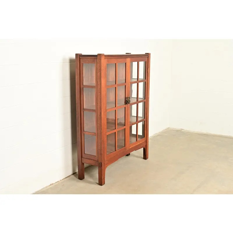 Charles Stickley Antique Mission Oak Arts & Crafts Bookcase Cabinet, Circa 1910 - Image 4