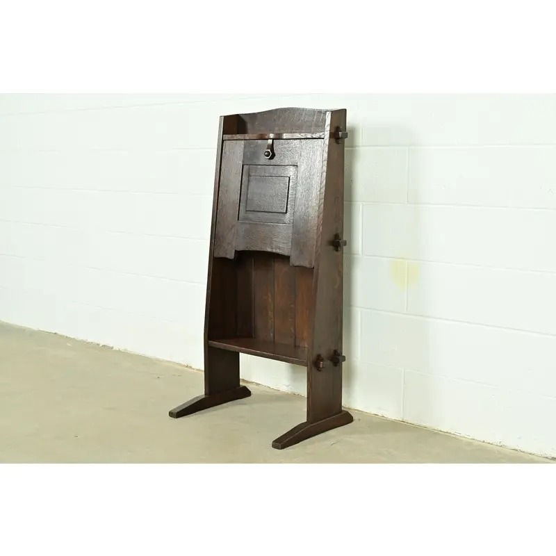 Early Gustav Stickley Antique Mission Oak Arts & Crafts "Chalet" Drop Front Secretary Desk, Circa 1902 - Image 4