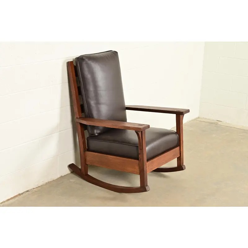 Gustav Stickley Antique Mission Oak Arts & Crafts Rocking Chair, Circa 1910 - Image 4