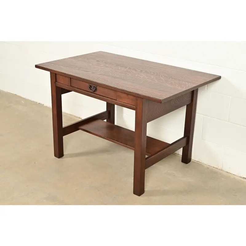 Gustav Stickley Antique Mission Oak Arts & Crafts Writing Desk, Newly Refinished - Image 4