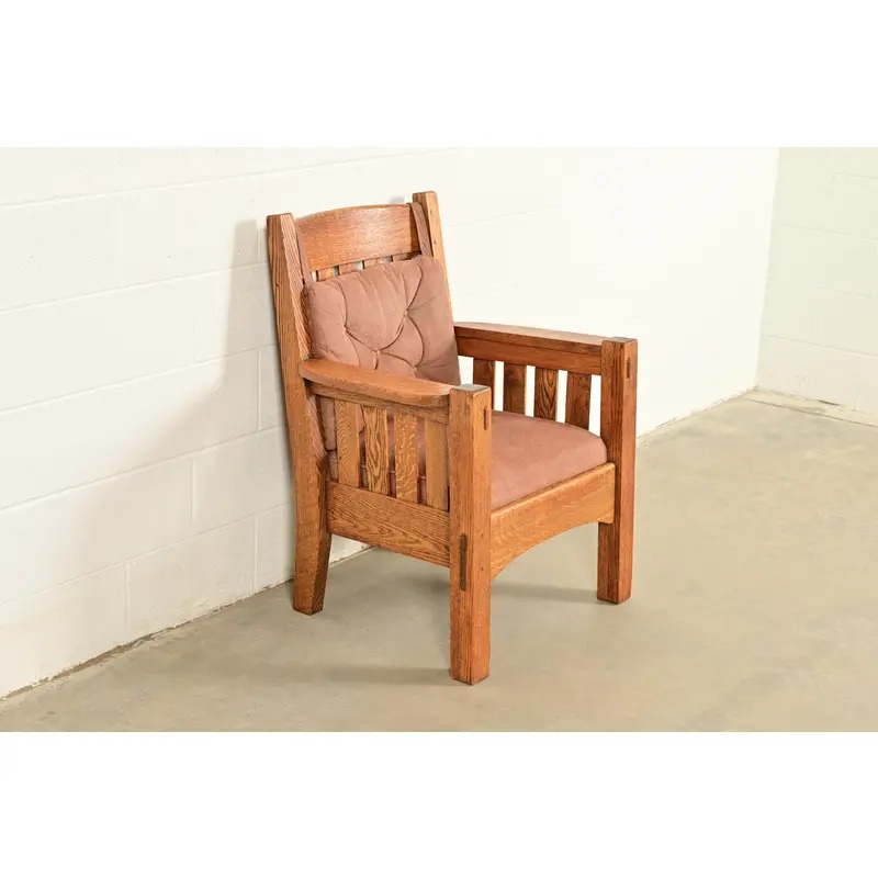 Harden Furniture Antique Mission Oak Arts & Crafts Lounge Chair, Circa 1910 - Image 4
